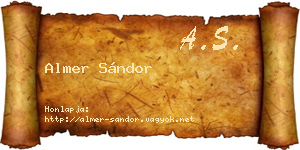 Almer Sándor névjegykártya